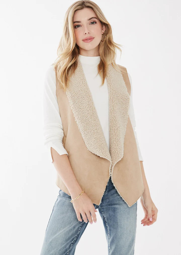 Faux suede sherpa vest sale