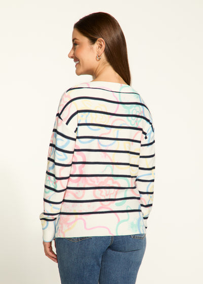 Boat Neck Printed Sweater French Dressing Jeans