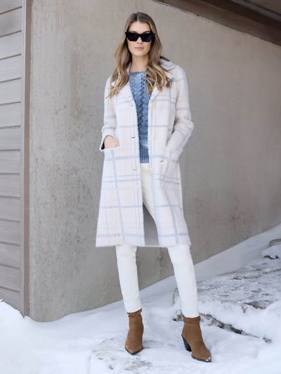 Long Plaid Knit Coatigan - Dream Pants