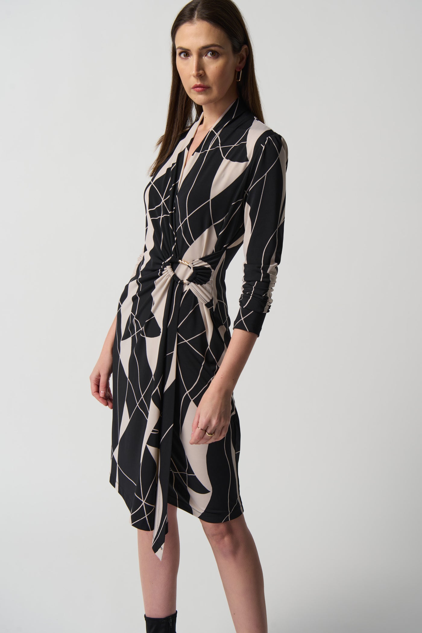 Joseph Ribkoff Abstract Print Wrap Dress 