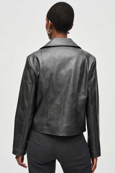 Metallic Faux Leather Biker Jacket Joseph Ribkoff