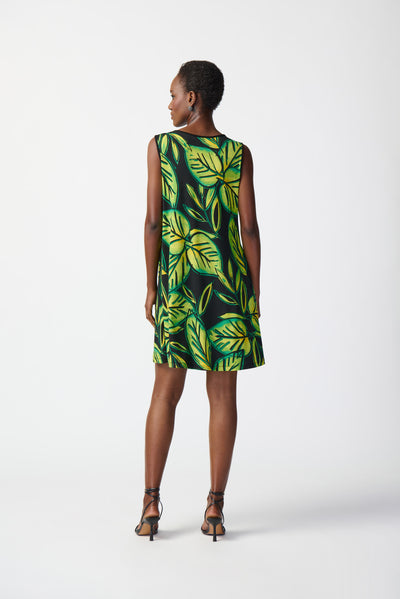 Joseph Ribkoff Tropical Print Silky Knit A-Line Dress 