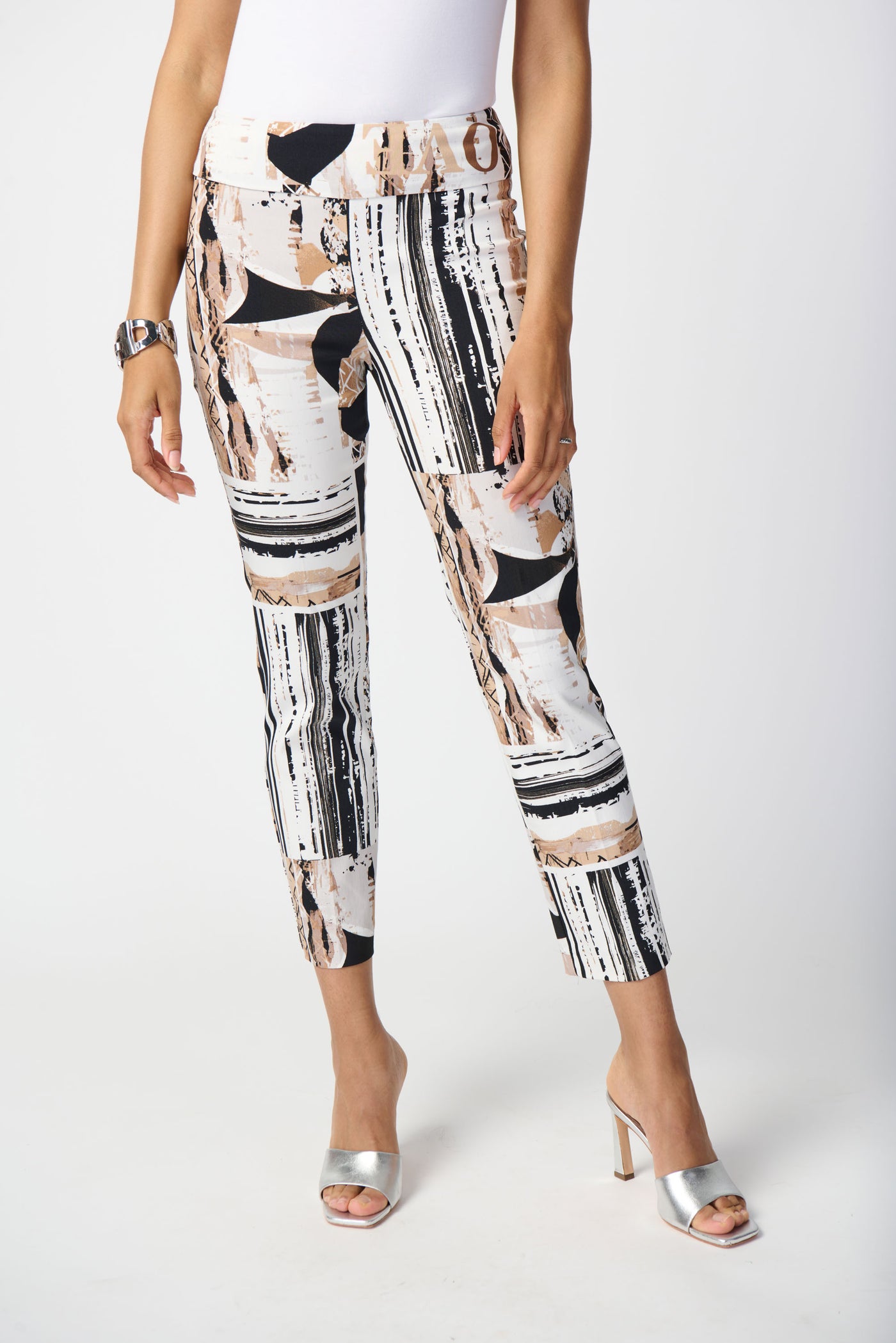 Joseph Ribkoff Patchwork Print Cropped Pants 