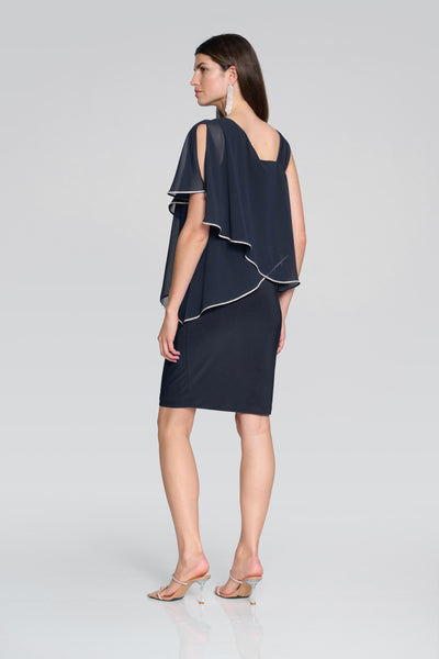 Silky Knit and Chiffon Asymmetrical Sheath Dress Joseph Ribkoff