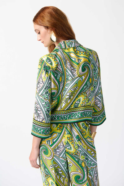 Woven Paisley Print Front Tie Top Joseph Ribkoff