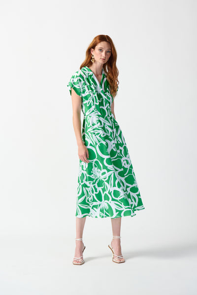 Satin Floral Print Flowy Wrap Dress Joseph Ribkoff