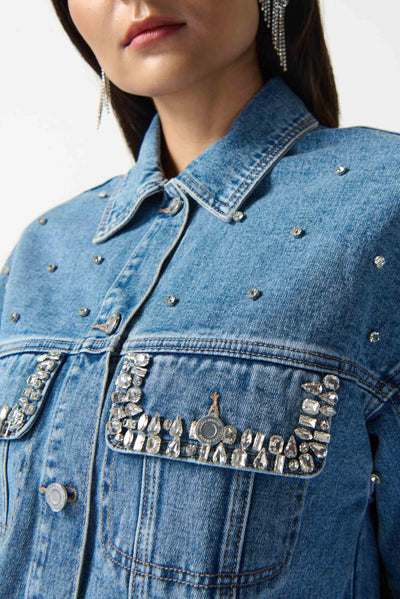 Embellished Denim Boxy Jacket Joseph Ribkoff