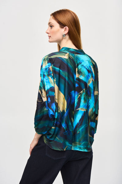 Satin Abstract Print Cocoon Top Joseph Ribkoff