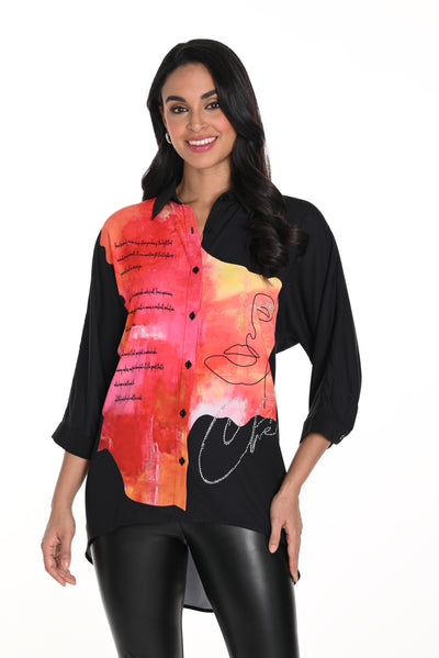 Face Print Blouse Frank Lyman