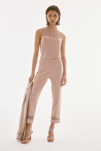 SIlky Knit And Rhinestone Mesh Pants Joseph Ribkoff