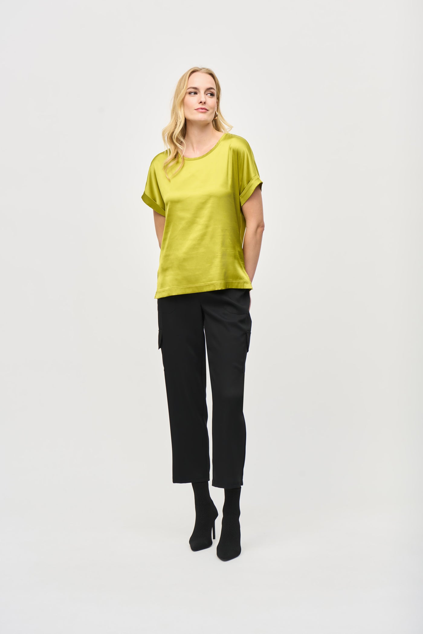 Satin Front Short Sleeve Top Joseph Ribkoff