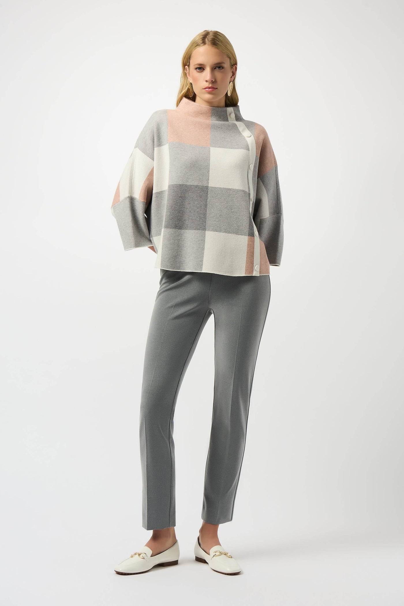 Plaid Jacquard Sweater Knit Top Joseph Ribkoff