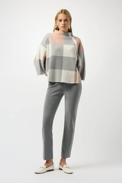 Plaid Jacquard Sweater Knit Top Joseph Ribkoff