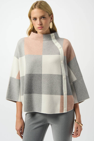Plaid Jacquard Sweater Knit Top Joseph Ribkoff