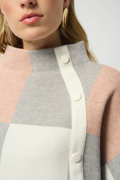 Plaid Jacquard Sweater Knit Top Joseph Ribkoff