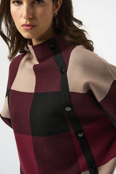 Plaid Jacquard Sweater Knit Top Joseph Ribkoff