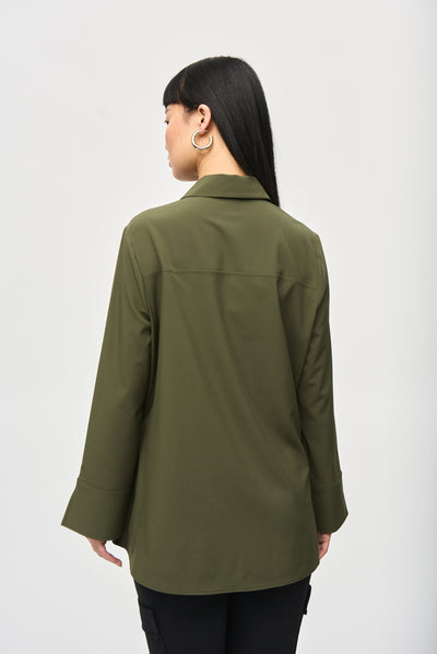 Woven Button-Down Blouse With Pockets Joseph Ribkoff