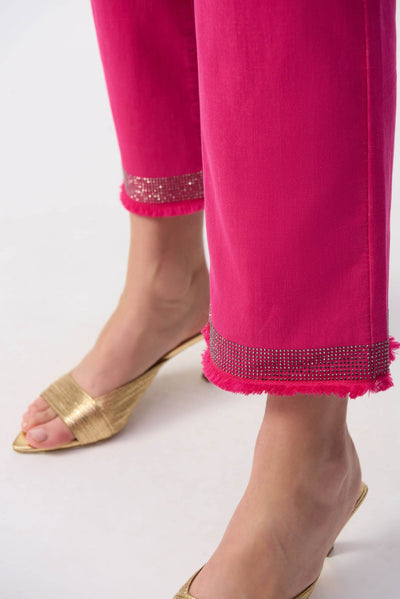 Denim Straight Pants With Frayed Hem - Dream Pants