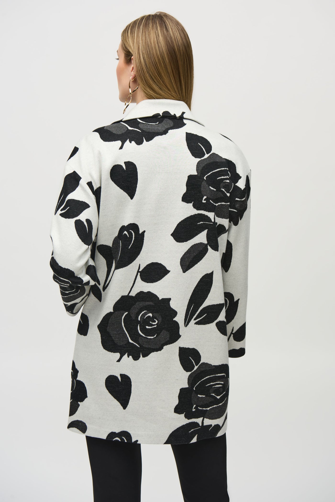 Jacquard Sweater Floral Straight Coat Joseph Ribkoff