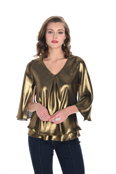 Metallic V-neck Loose Fit Top Frank Lyman