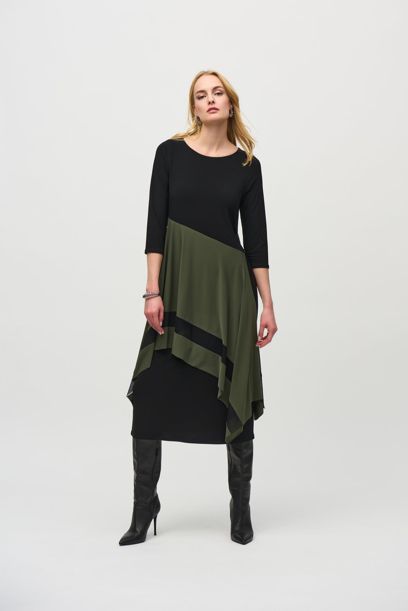 Silky Knit Colour Block Handkerchief Dress Joseph Ribkoff