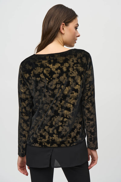 Foiled Velvet and Georgette Flared Top Joseph Ribkoff