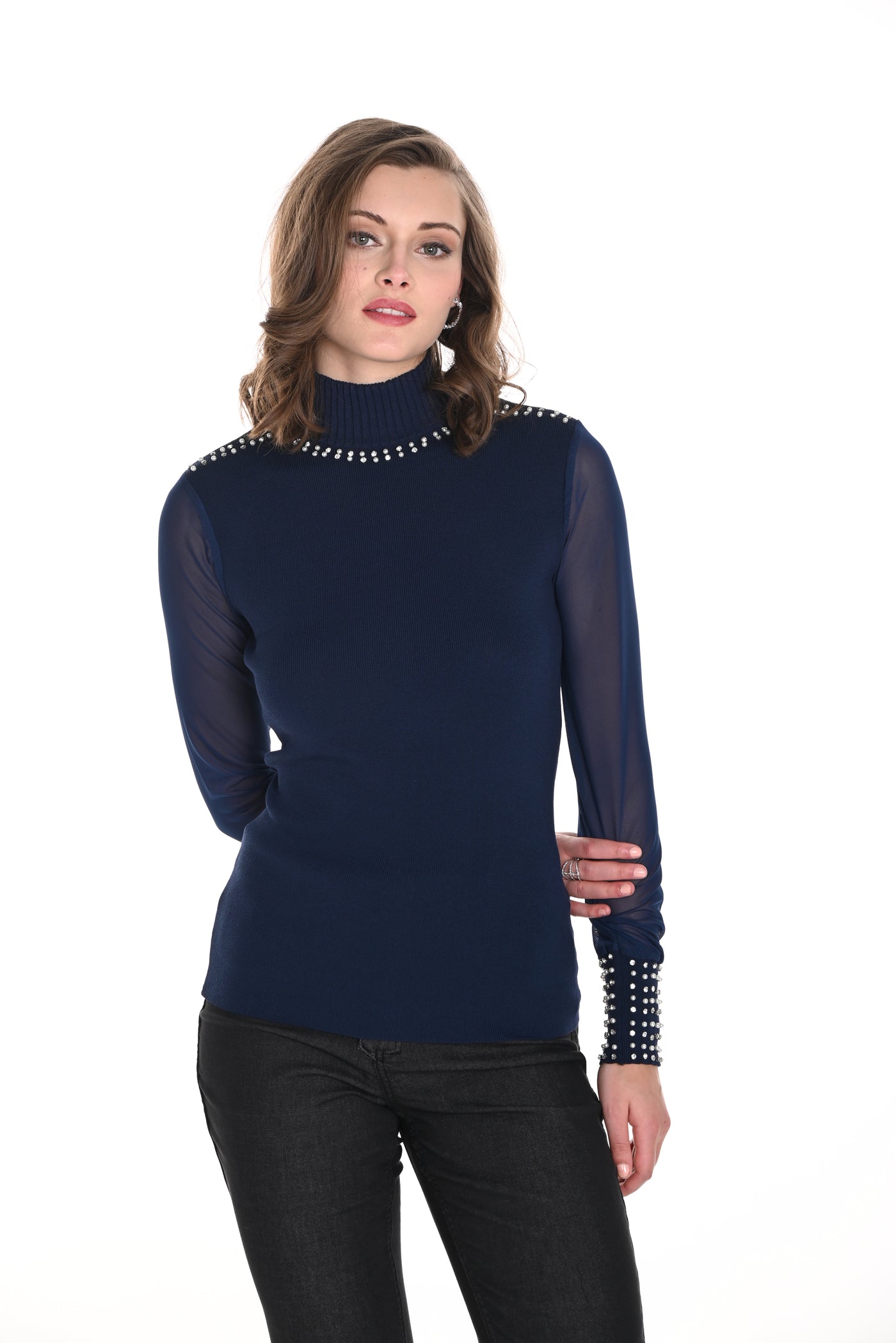 Chic Mock Neck Pullover Frank Lyman