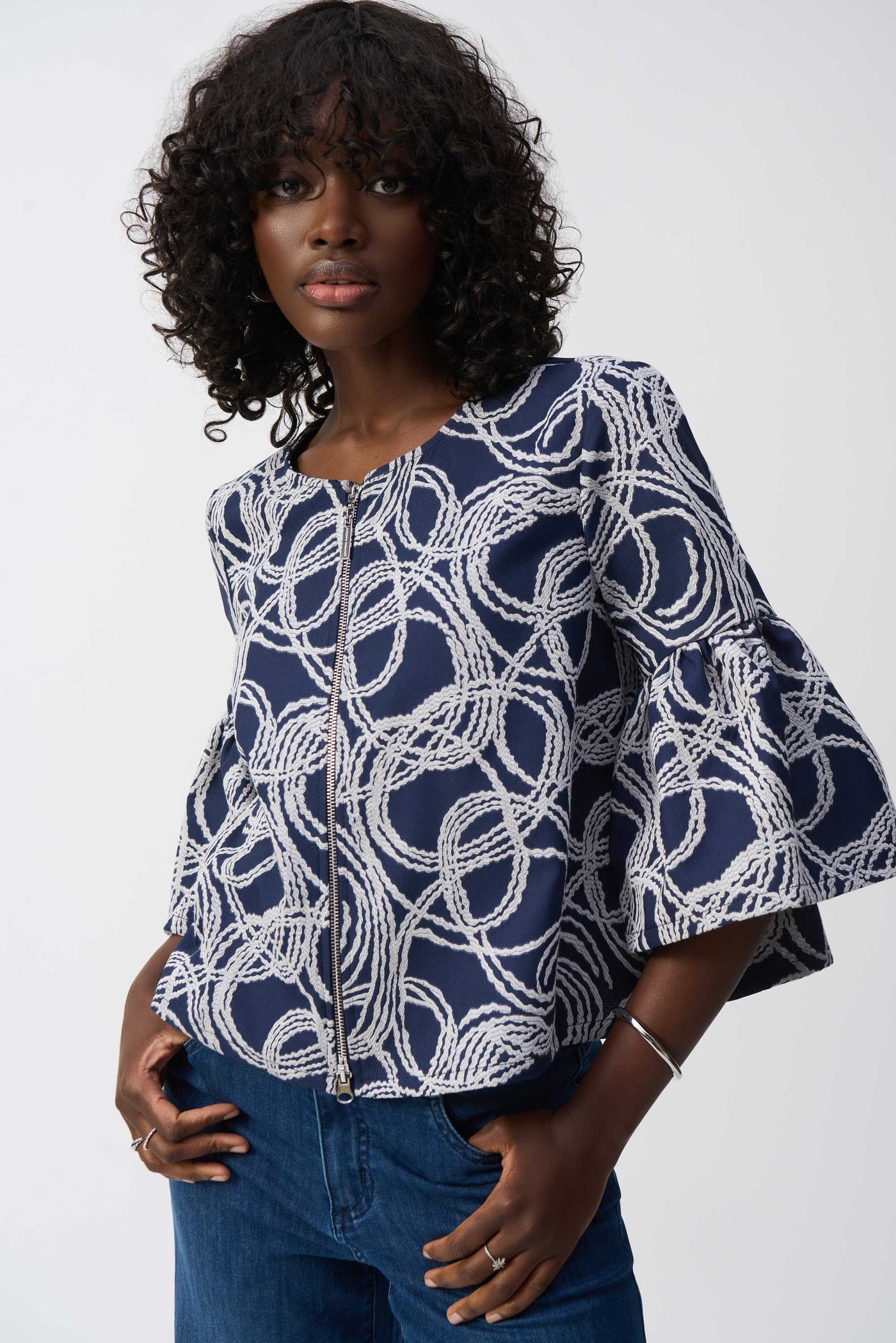 Abstract Jacquard Trapeze Jacket Joseph Ribkoff