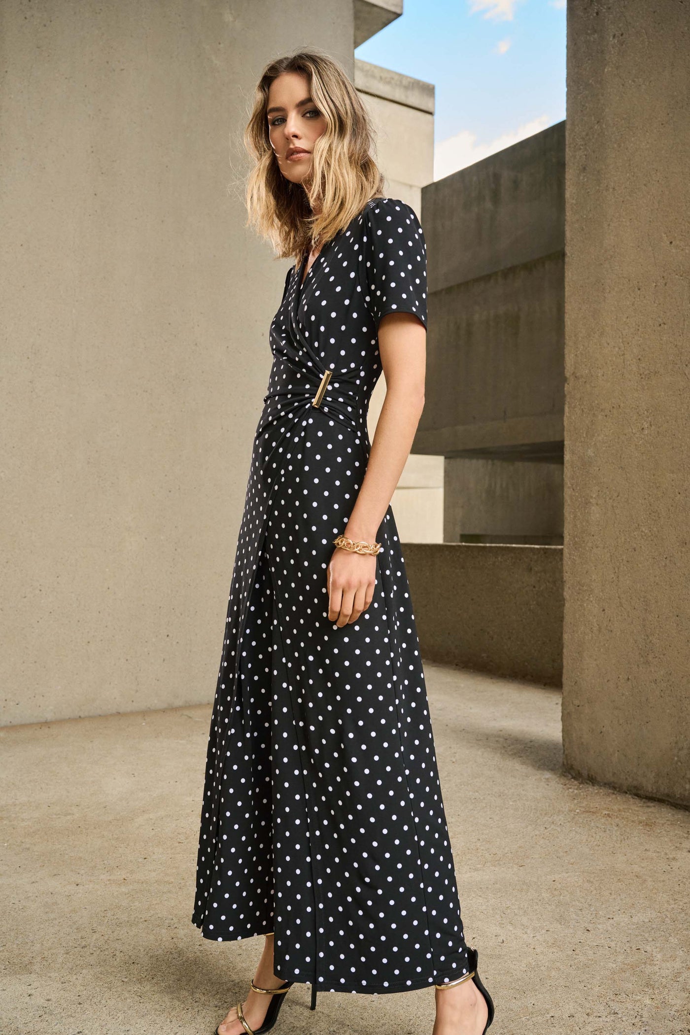 Silky Knit Dot Print Wrap Culotte Jumpsuit Joseph Ribkoff