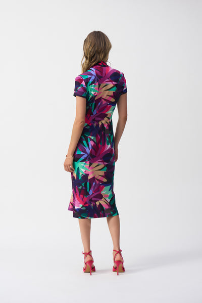 Silky Knit Tropical Print Wrap Dress Joseph Ribkoff