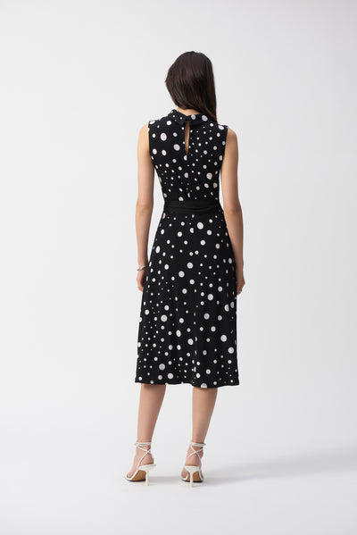 Silky Knit Dot Print Fit And Flare Dress Joseph Ribkoff