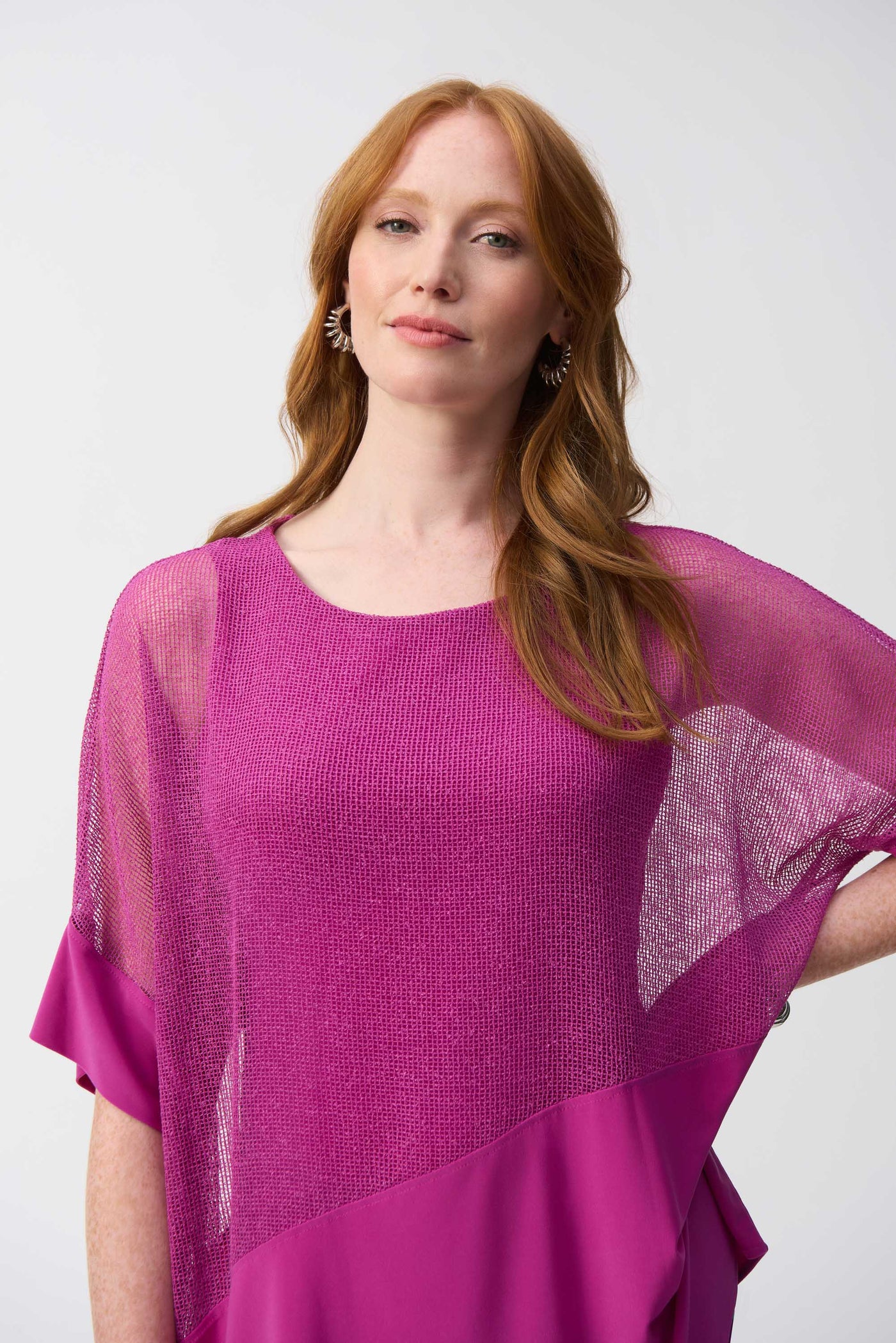 Mesh And Silky Knit Cocoon Top Joseph Ribkoff