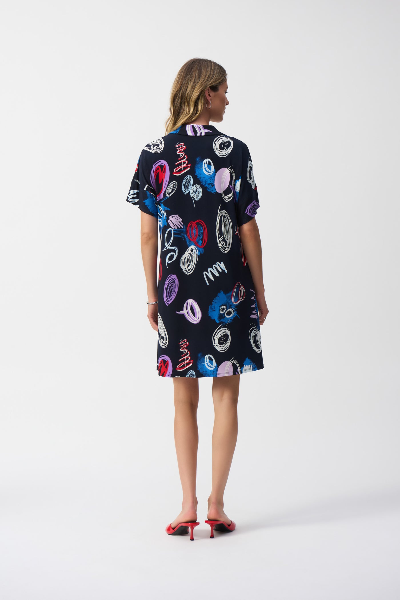 Silky Knit Abstract Print A-Line Dress Joseph Ribkoff