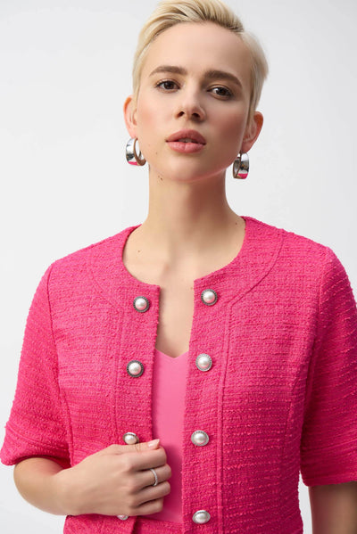 Bouclé Cropped Jacket With Decorative Buttons Joseph Ribkoff