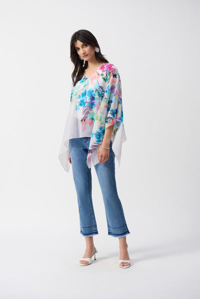 Chiffon Floral Print Poncho Top Joseph Ribkoff