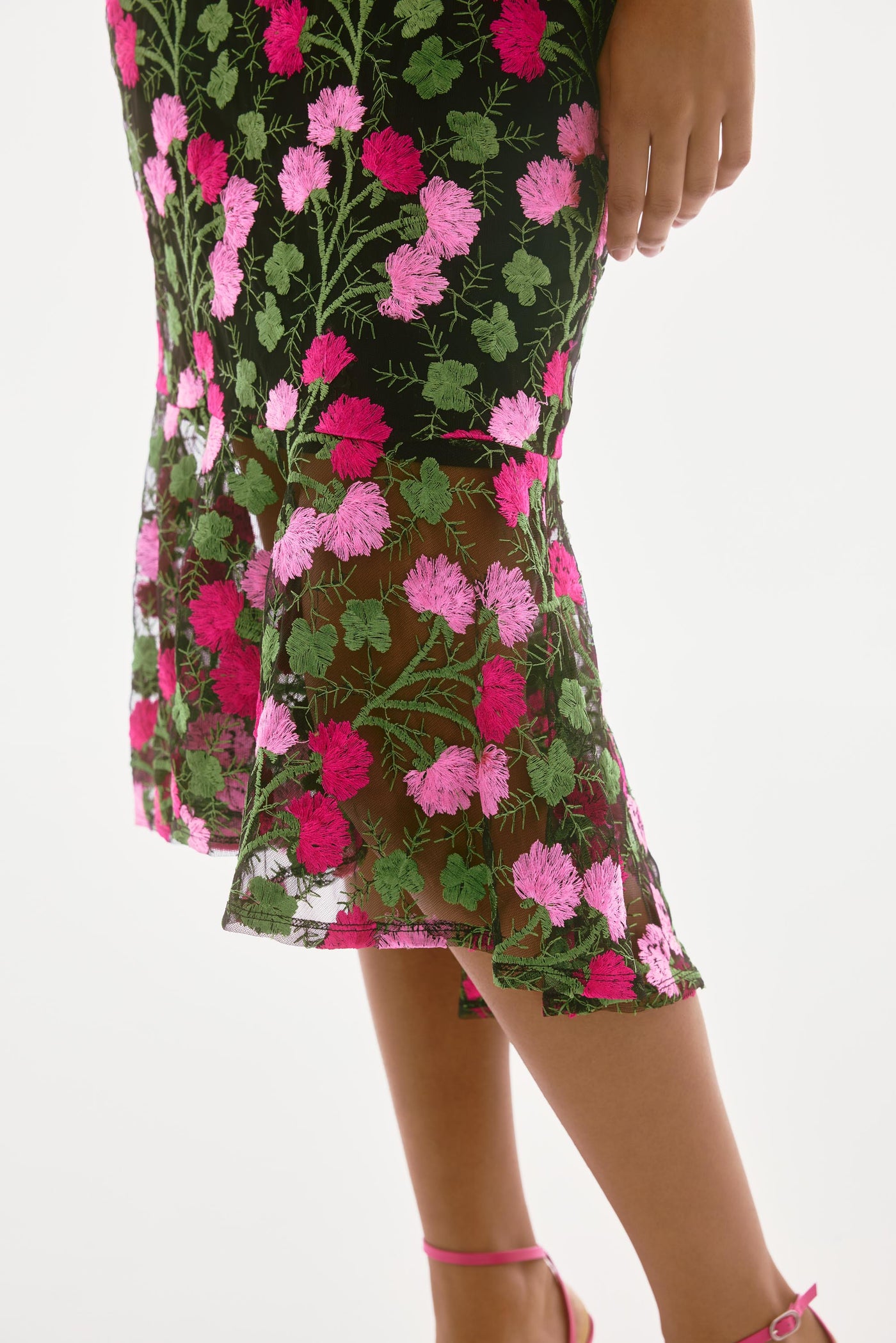 Signature Novelty Floral Embroidered Flounce Dress Joseph Ribkoff