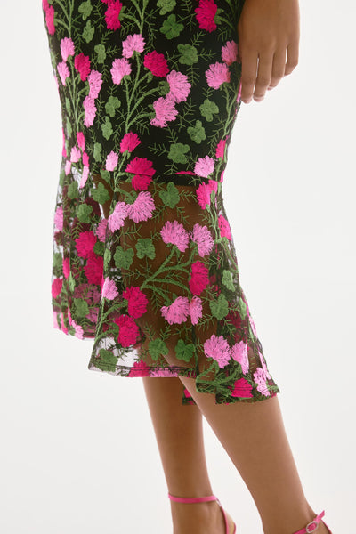 Signature Novelty Floral Embroidered Flounce Dress Joseph Ribkoff
