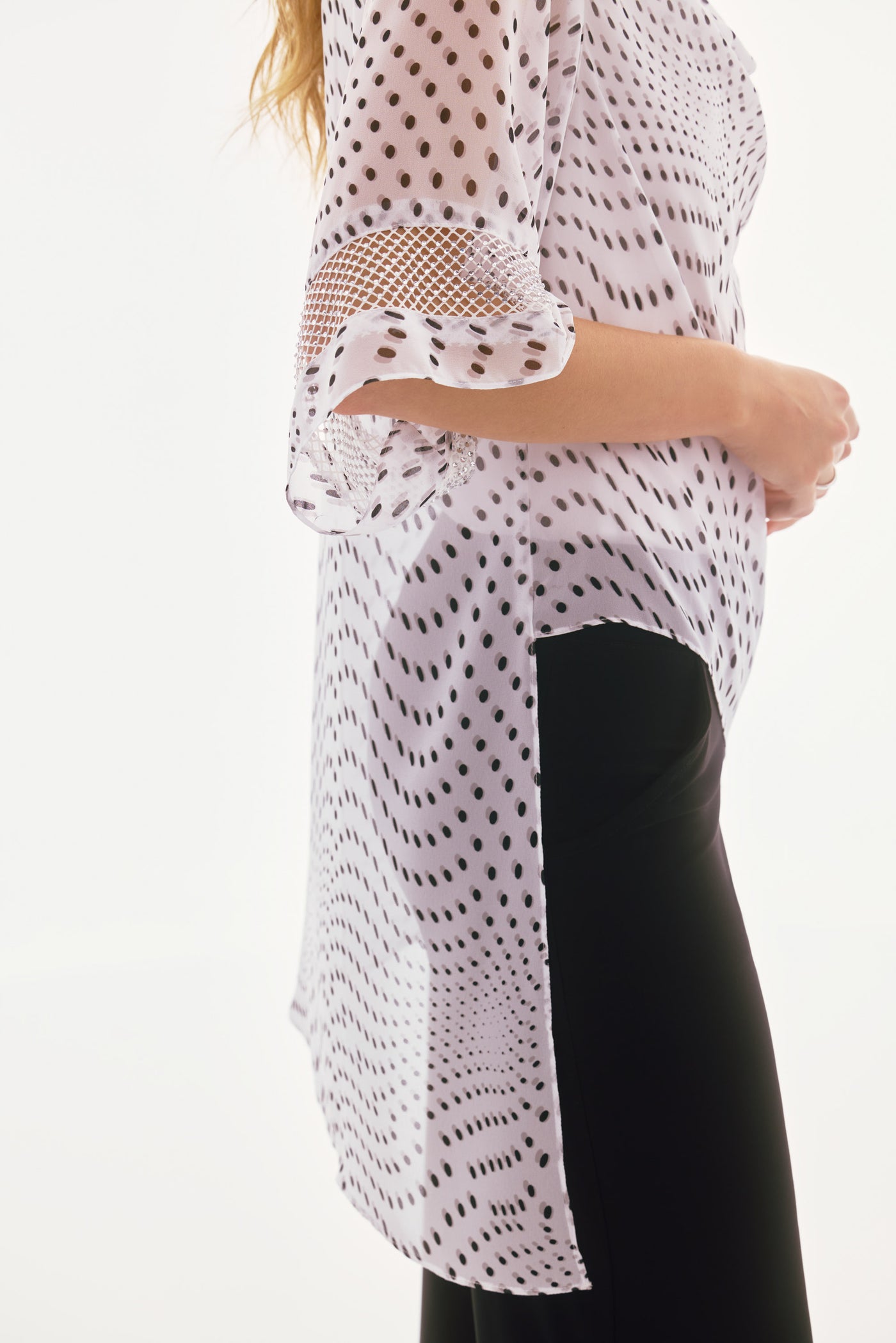 Signature Chiffon Dot Print Layered Top Joseph Ribkoff