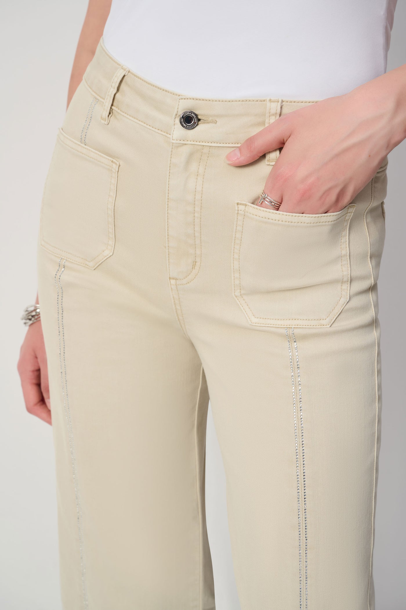 Culotte Jeans With Embellished Front Seam Joseph Ribkoff