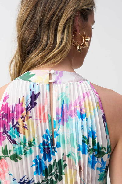 Pleated Satin Floral Print Maxi Dress - Dream Pants