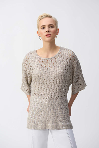 Pointelle Sweater Sequined Pullover Joseph Ribkoff