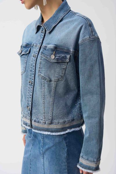 Stretch Denim Jacket with Embroidery Joseph Ribkoff