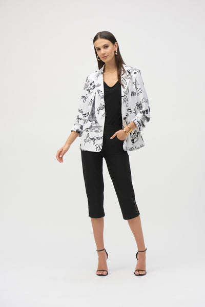 Silky Knit Conversational Print Straight Blazer