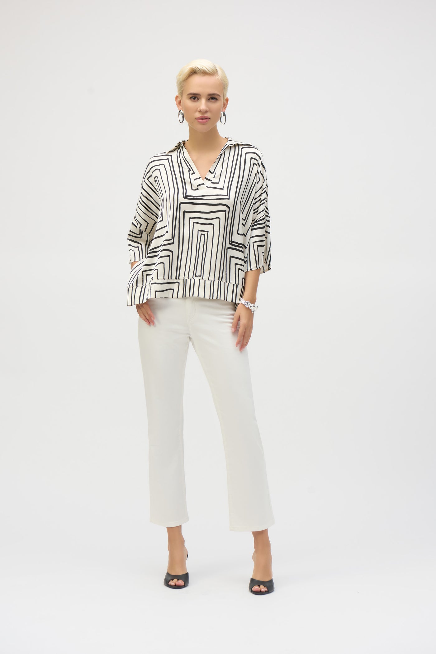 Satin Geometric Print Boxy Top Joseph Ribkoff