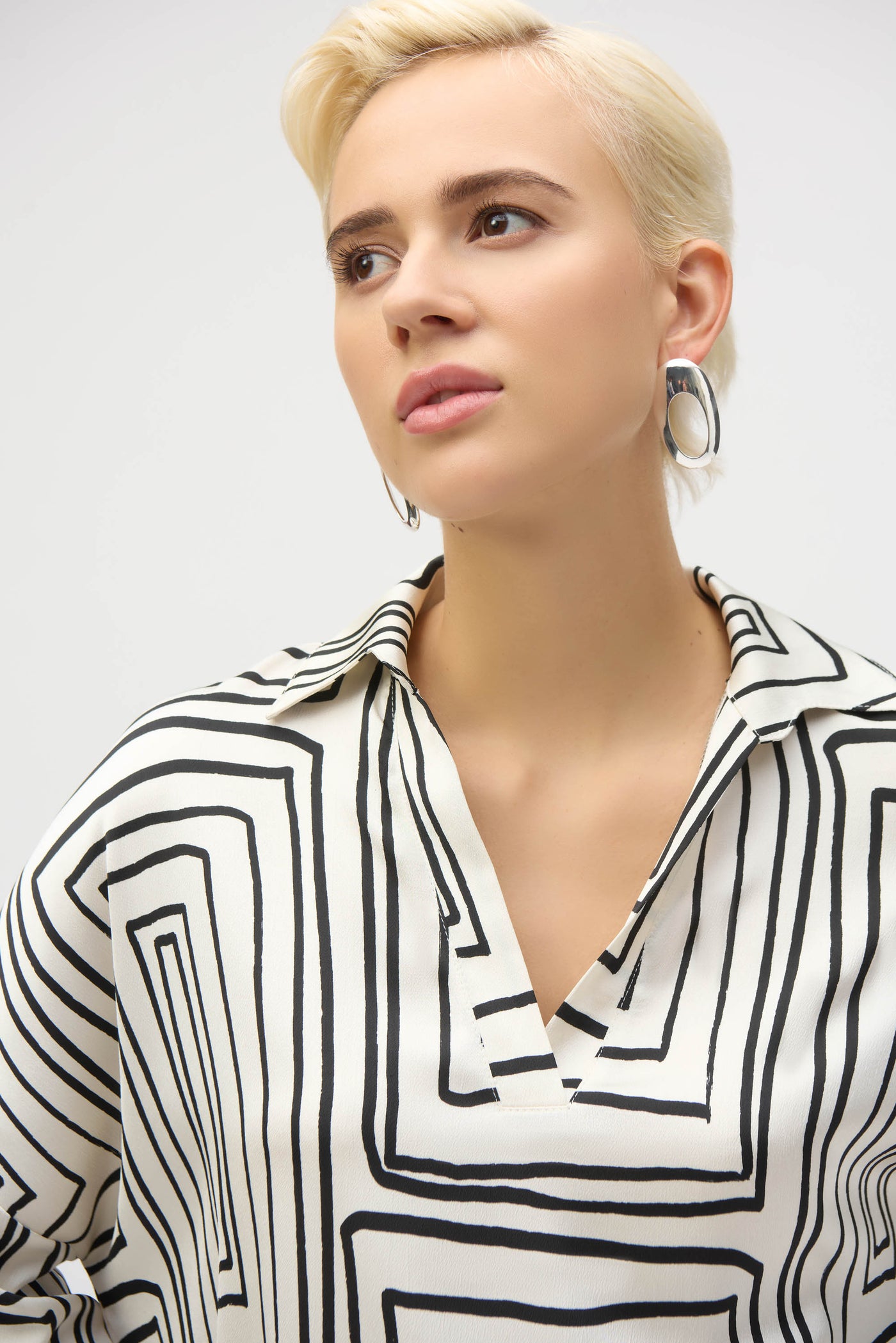 Satin Geometric Print Boxy Top Joseph Ribkoff