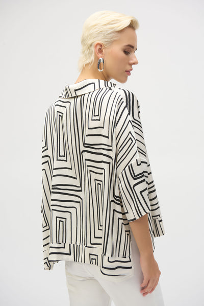 Satin Geometric Print Boxy Top Joseph Ribkoff