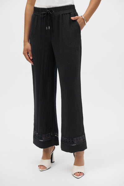 Gauze Wide-Leg Pants With Guipure Trim Joseph Ribkoff