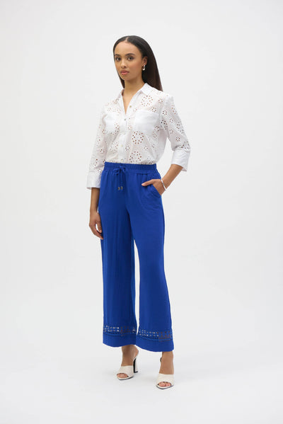 Gauze Wide-Leg Pants With Guipure Trim Joseph Ribkoff