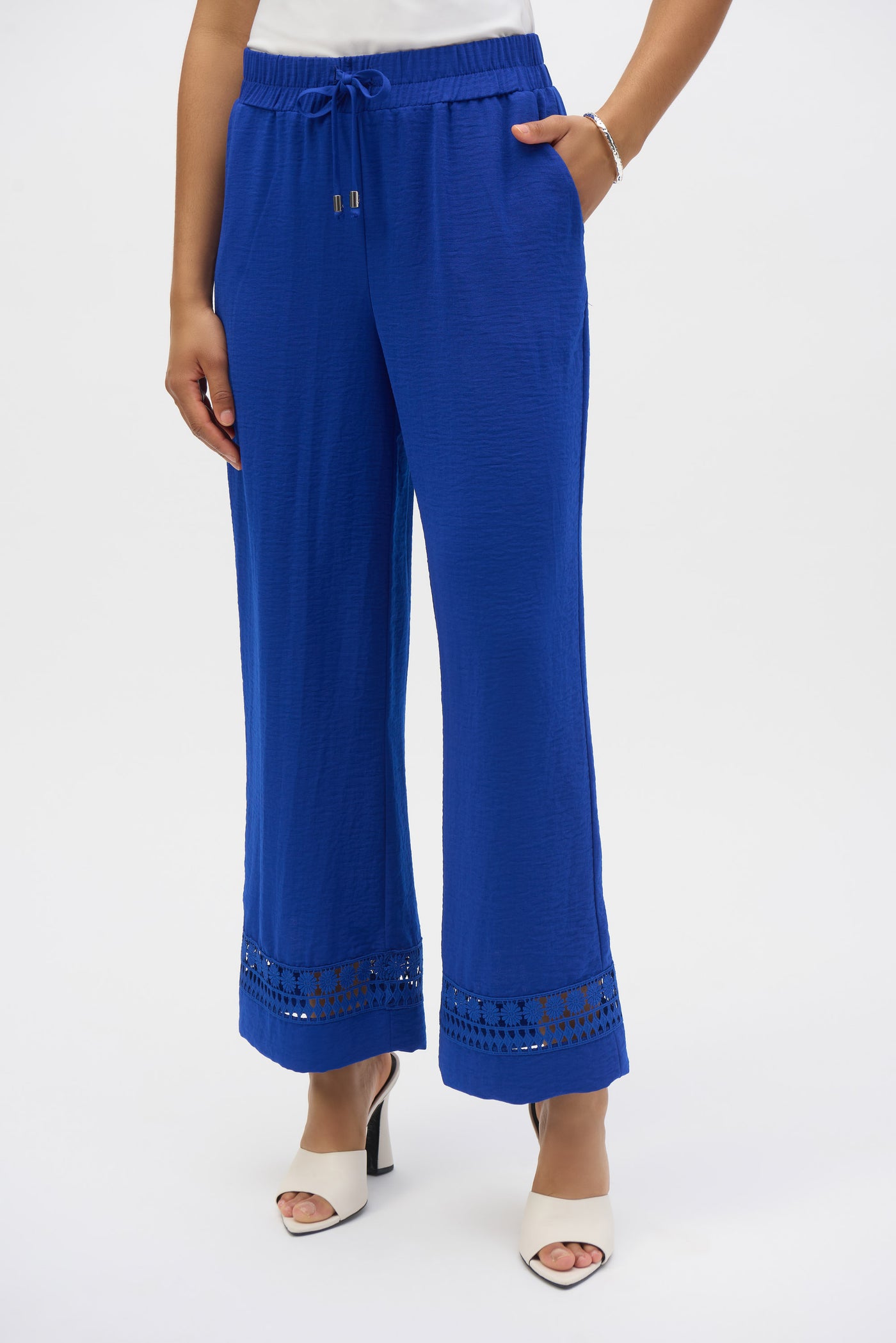 Gauze Wide-Leg Pants With Guipure Trim Joseph Ribkoff