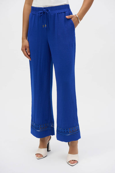 Gauze Wide-Leg Pants With Guipure Trim Joseph Ribkoff